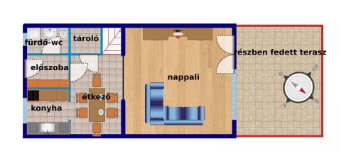 Eladó Lakás 6000 Kecskemét Hunyadivárosi nappali + 3 szobás 110nm-es sorházi lakás